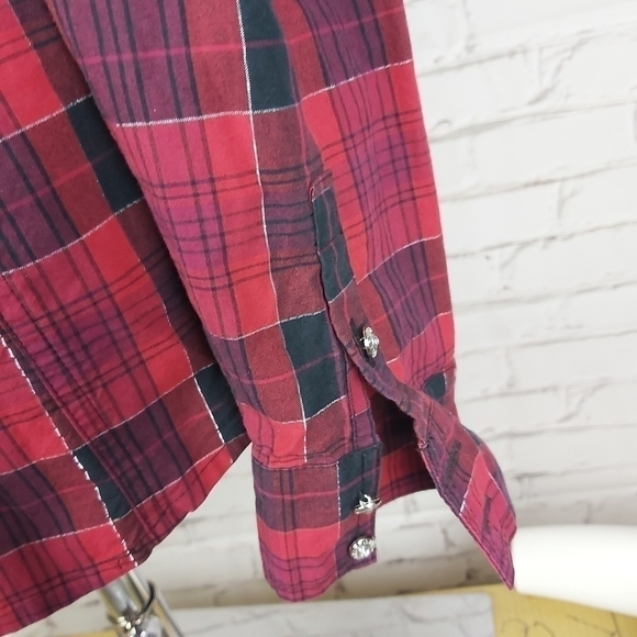  Harley Davidson Plaid Lace up Back Button Down Shirt - Picture 7 of 10